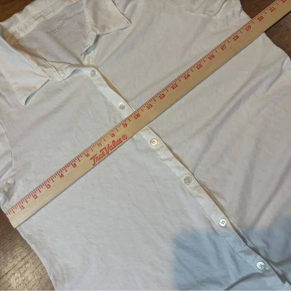 EILEEN FISHER Soft Jersey Button Front Shirt – White – Size Large - Picture 8 of 9